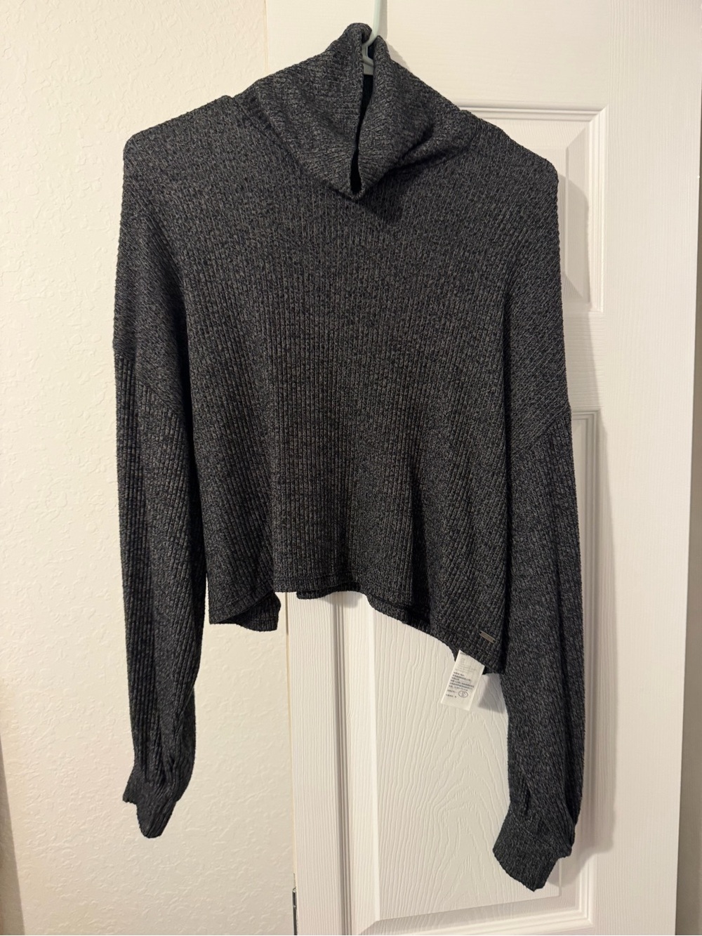 Hollister Dark Charcoal Cropped Turtleneck Sweater